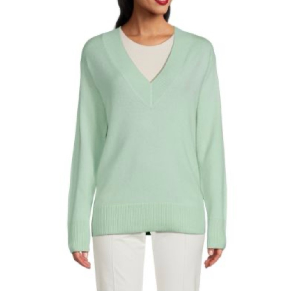 Vince Light Green V-Neck Women's Sweater wool/cashmere blend size XS